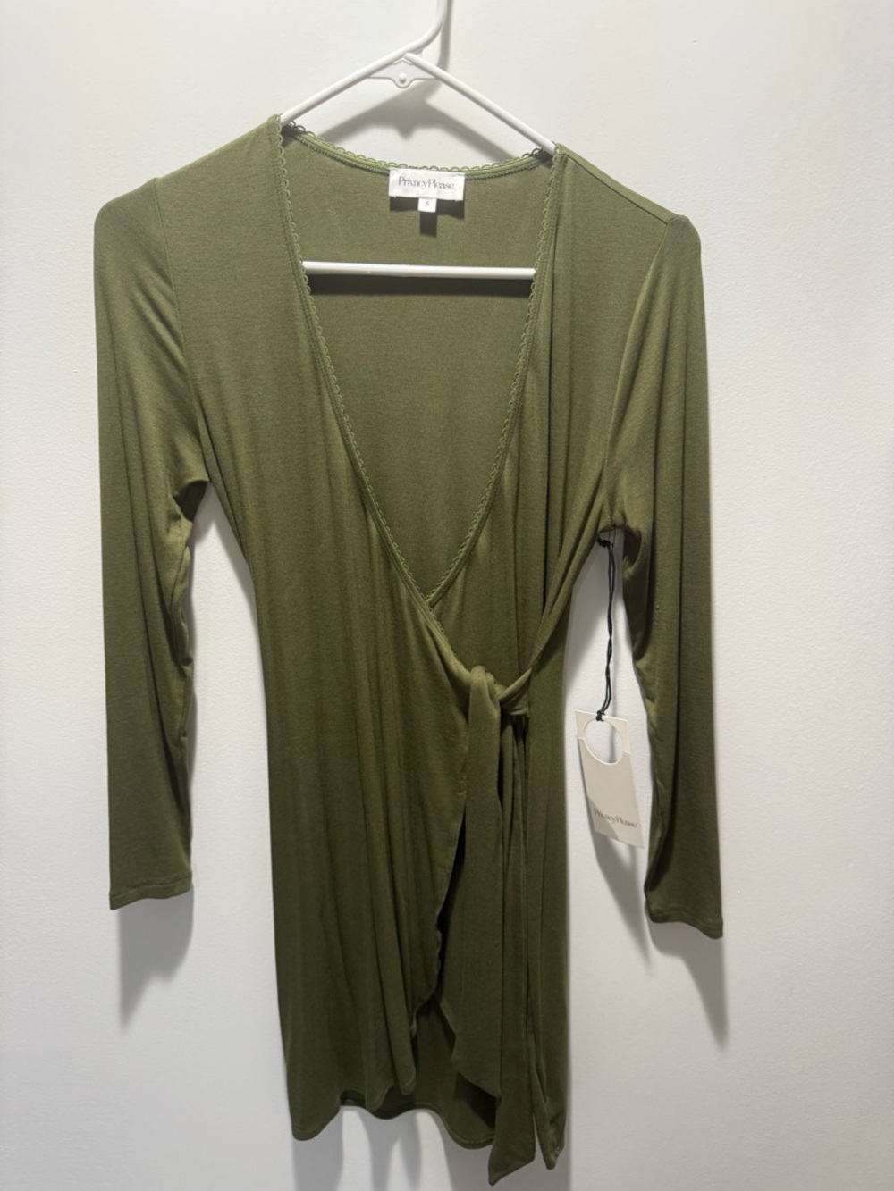 Privacy Please Olive Green Wrap-Style Top
